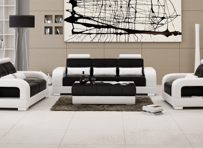 Ledersofa Couchgarnituren Sitz Polster Sofa Chouch Garnitur 3+2+1 Leder Stoff